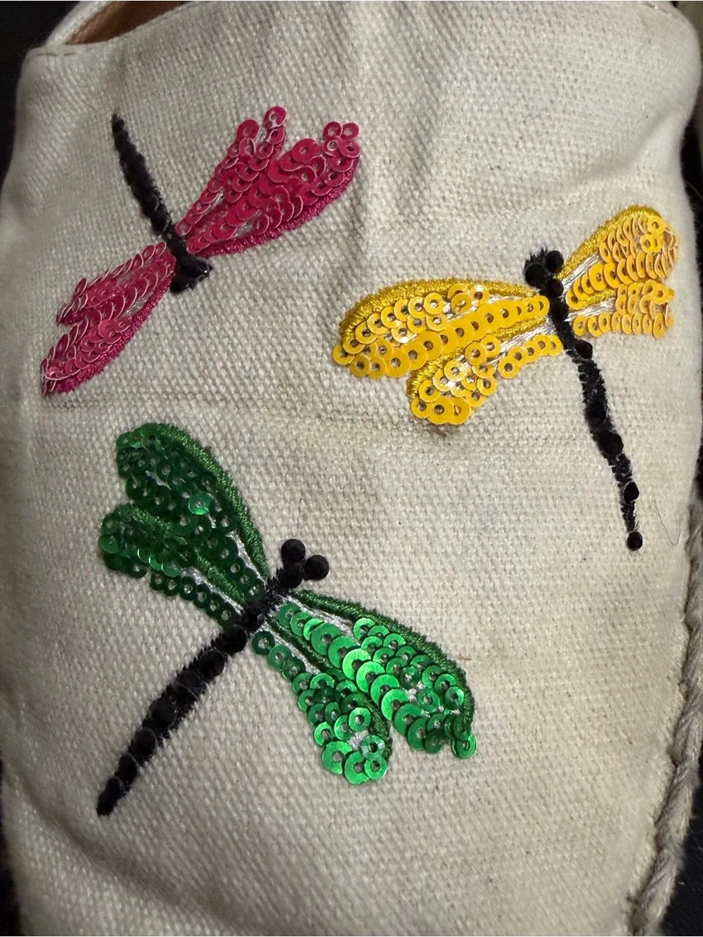 kate spade Cream Espadrille Slip-Ons with dragonfly Embroidery size 7.5